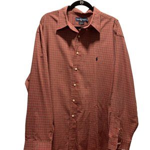 Ralph Lauren Yarmouth, Vintage, Red & Green Plaid Check Button Shirt 18, 34/35